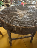 1970s Rustic Farmhouse Style Wooden Side Table With Star Design