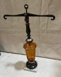 Vintage Amber Glass and Cast Iron Scale on Marble Base