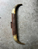 Vintage Horns and Leather Wall Hanging With Studded Details