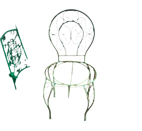 Green Metal Wired Chair Plant Stand