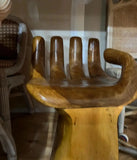 Vintage Hand Carved Natural Wood Hand Chair