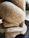 Vintage Wooden Hand Carved Sculptural Lion Plant Stand, Signed