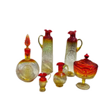Collection of Red and Yellow Glass Serving Pieces- Set of 6