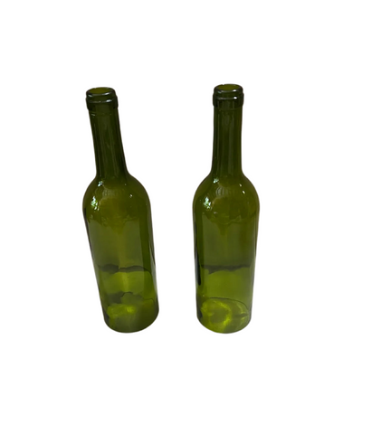 Pair of Green Glass Bottle Candle Accessories
