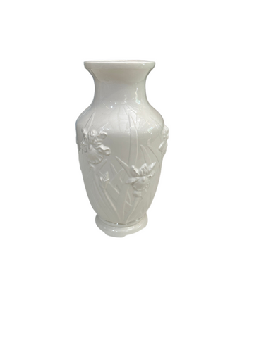 White Ceramic Vintage Relief Vase