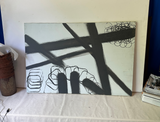 Black and White Abstract Painting on Canvas