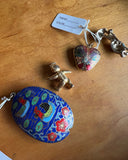 1970s Collection of Small Metal Cloisonne Pendants in Vintage Metal Dish - Set of 4