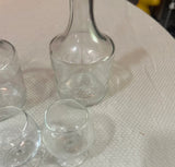 Pair of Crystal Glass Decanters and Cognac Glasses- Set of 4