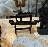 Vintage Instant Collection of Wooden Asian Figures and Ship on Stand- Set of 6