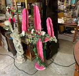 Handmade Metal Painted Hot Pink Cactus Statue (Greenery Is Optional)