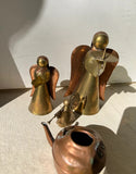 Collection of Copper Angel Figure Candleholders and Decorative Teapot