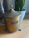 Footed Pierced Brass Coal Scuttle Bucket