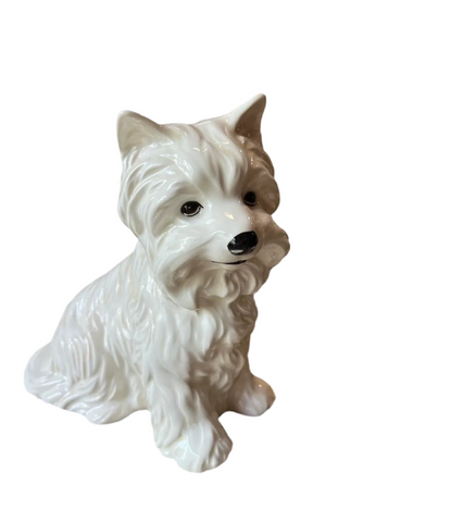 White Ceramic Small Dog Figurine