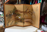 Asian Half Silk Screen With Bird Accents