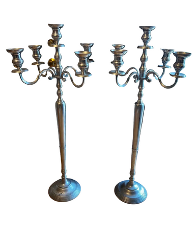 Pair of Oversized Vintage Silver Candelabras