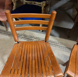 Pair of 1970s Wooden Slat Swivel Bar Stools
