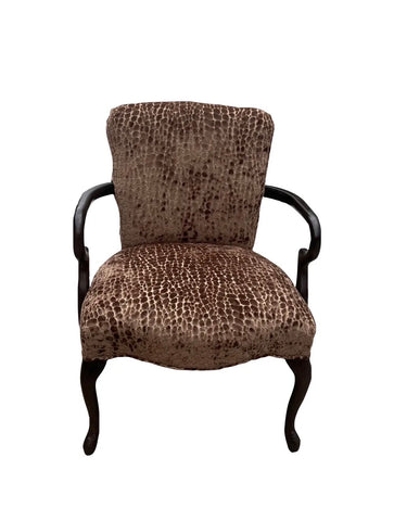 Vintage Leopard Print Cushioned Wooden Chair