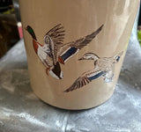 Tan Colored Ice Bucket With Mallard Duck and Gold Accents