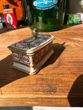 Small Ceramic Catchall With Matching Lid and Gold Accents
