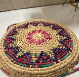 Large Wicker Colorful Woven Spanish Style Decorative Tray