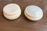 Pair of Small Pearl White Catchalls With Lids