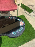 1970s Asian Black Lacquered Coffee Table With Mother of Pearl Accents