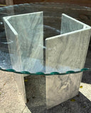 Geometric Marble Table and Scalloped Glass Top
