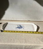 Hard Plastic White Tray With Floral and Bird Details
