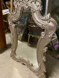 Oversized Silver Wooden Rococo Style Wall Mirror