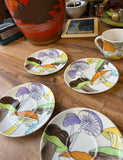 Collection of Saucers and Teacups With Hand Painted Mushroom Details- Set of 12