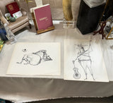 Pair of Brazilian Style Prints of Abstract Figure, Signed