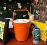Vintage Orange Plastic Ice Bucket/Champagne Bucket With White Lid