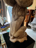Vintage Wooden Hand Carved Sculptural Lion Plant Stand, Signed