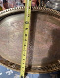1970s Heavy Brass Etched Detailed Decorative Tray