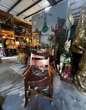 Wooden and Leather Handmade Rocking Chair With Costa Rica Birds Design