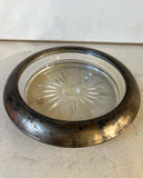 Large Etched Glass and Silver Ashtray