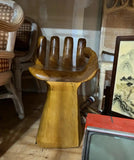 Vintage Hand Carved Natural Wood Hand Chair