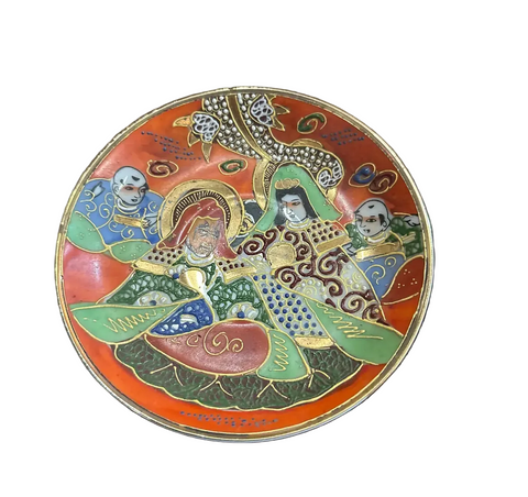 Miniature Vintage Ceramic Asian Style Detailed Plate