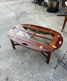 Glass Top Folding Wooden Tray Table