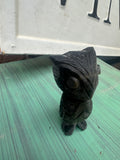 Hand Carved Black Stone Owl Sculpture