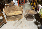 Vintage Wicker Double Seater Sofa and Side Table