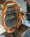1970s Medium Size Intricate Octopus Hand Carved Wooden Mirror