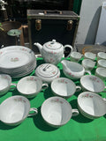 Mikasa First Love Collection of Plates and Tea Set With Pink Rose Accents