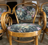 Collection of Floral Cushioned Bentwood Looped Arms Dining Chairs- Set of 4