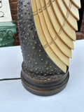 Heavy Ceramic Bird Lamp Including Large Lampshade With Brass Details