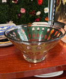 Green and Gold Mid Century Glass Bowl