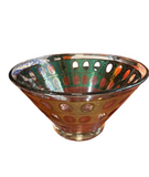 Green and Gold Mid Century Glass Bowl