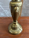 1970s Brass Skinny Table Lamp with Lion Head Details