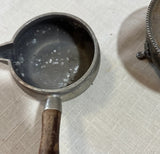 Pair of Vintage Silver Silent Butler and Serving Dish With Spout and Wooden Handles