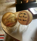 Vintage Pair of 1936 First Hall of Fame Election Baseballs and Stand